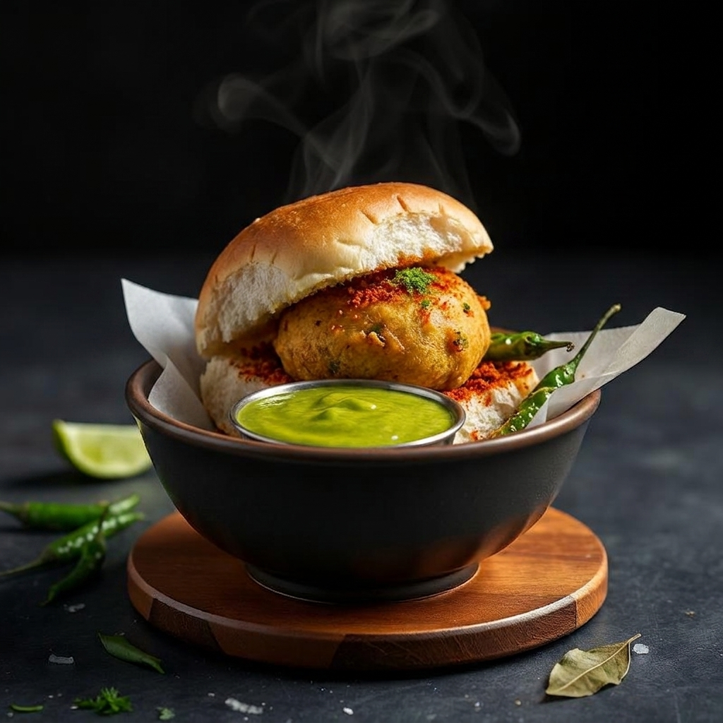 Crispy fried snacks with green chutney